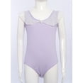 thumbnail image 5 of TTAO Toddler Girls Gymnastics Dance Outfits with Tulle Skirt Sleeveless Sequins Ruffled Ballet Leotard Lavender Leotard 5-6, 5 of 7