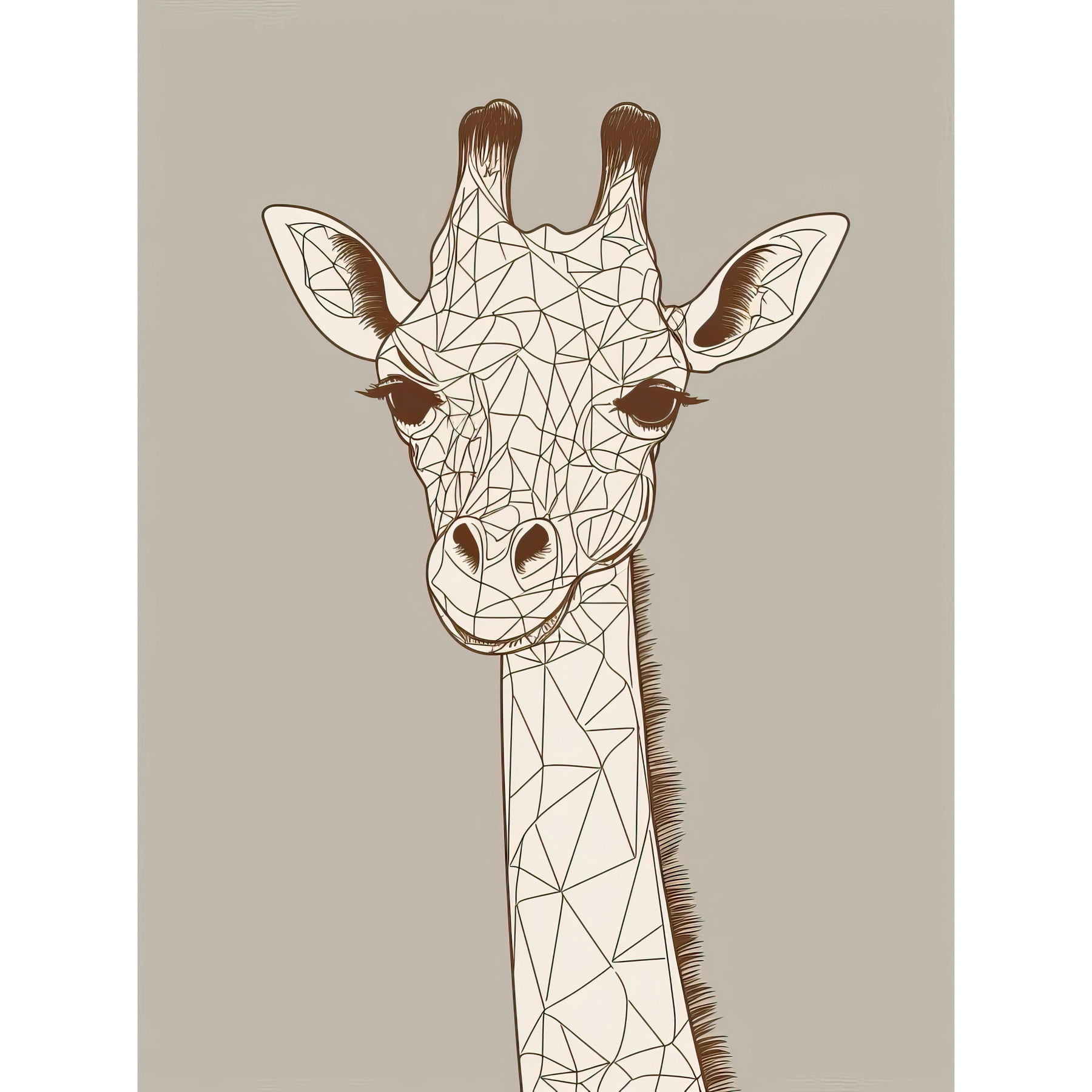 Cute Giraffe Head Line Drawing Illustration Unframed Wall Art Print