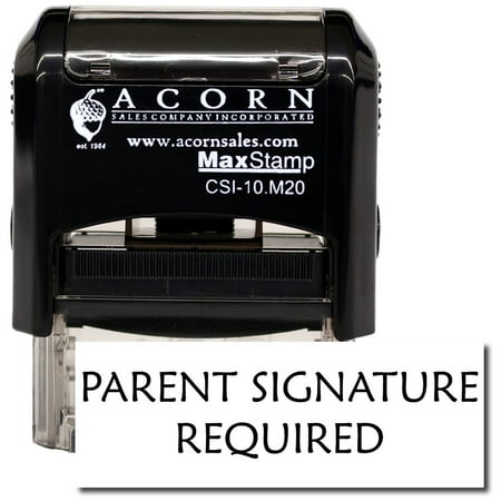 Self-Inking Parent Signature Required Stamp with Burgundy Ink