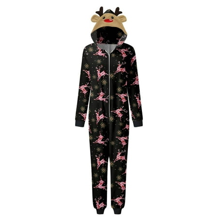 

Womens Mom Merry Christmas Homewear Hoodie Pretty Print Christmas Jumpsuit Mom Outfit Pajamas for Family of 2 And Dog