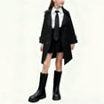 thumbnail image 4 of NAISIBABY Trench Jacket for Girls, Classic British Styl Lapel Mid Length Button Up Fashion Windbreaker Outerwear Black 12T, 4 of 6