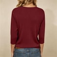 thumbnail image 4 of cocolona Womens Solid Color 3/4 Sleeve Tops Crew Neck Basic Loose Shirt Dressy Casual Outfits Blouses, 4 of 6