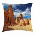 thumbnail image 1 of Desert Throw Pillow Cushion Cover, Bizarre Sandstone Cliffs in Sahara Desert Tassili N'Ajjer Algeria, Decorative Square Accent Pillow Case, 18 X 18 Inches, Navy Blue Mustard Orange, by Ambesonne, 1 of 2