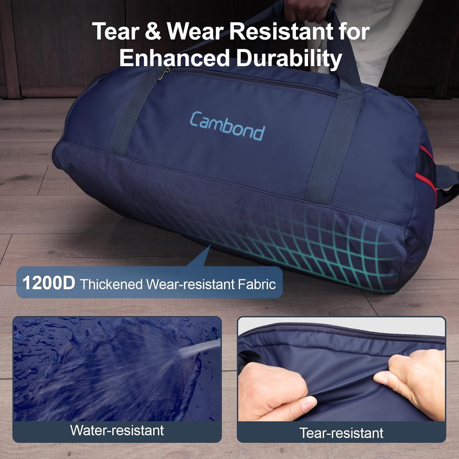 Airport Luggage Checked Bag - 60L Travel Duffle Bag for 4-5 Day Short Trip, Compact Foldable Travel Duffel Bags for Traveling with Shoe Compartment for Men Women, Checked Luggage, Dark Blue