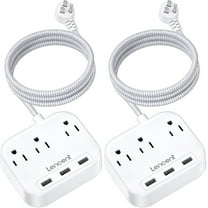 LENCENT 2 To 3 Prong Power Strip - Surge Protector With 8 Outlets For Old Houses
