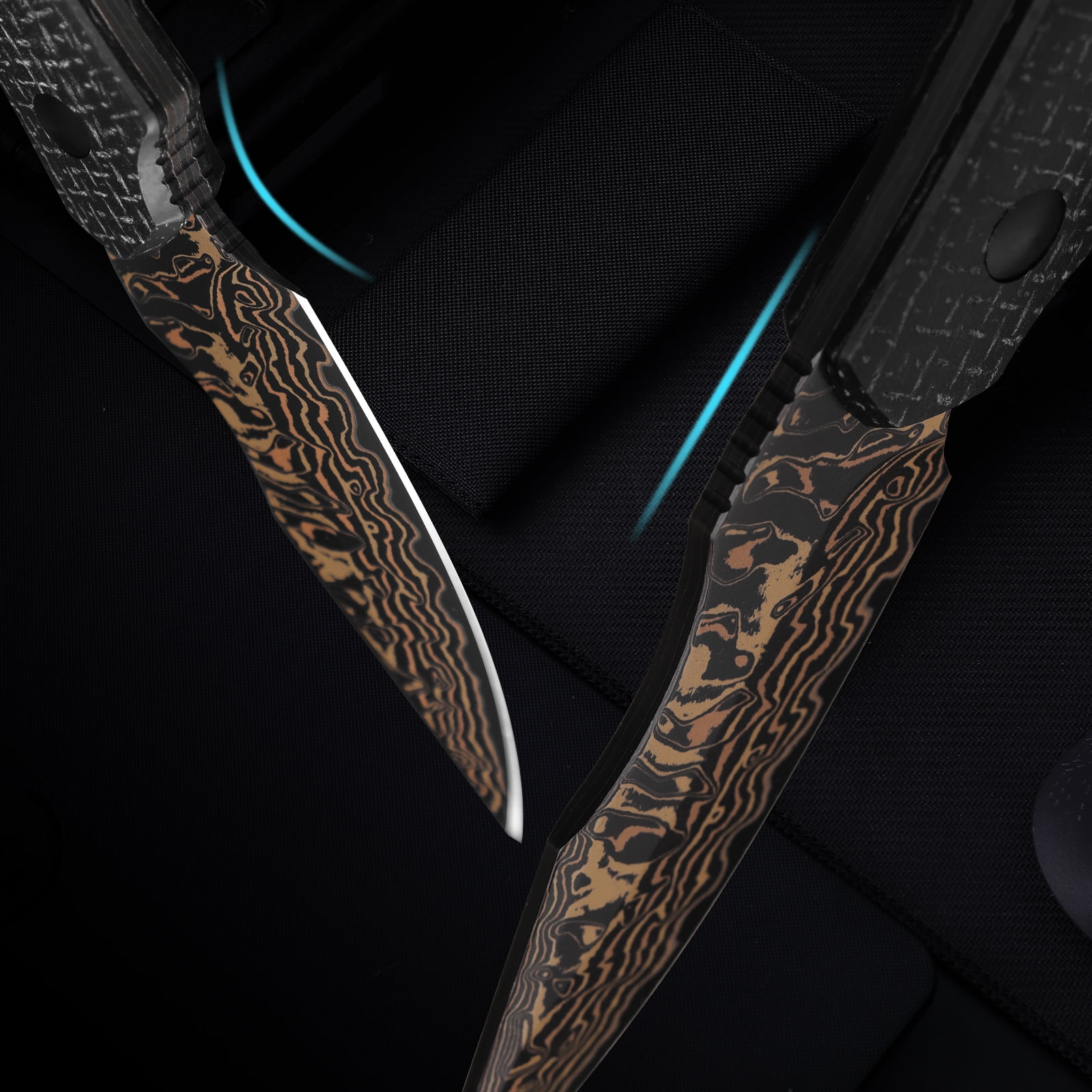 Kizer Bone Fixed Knife Copper Damascus Blade Micarta Handle With Sheath 1122A2