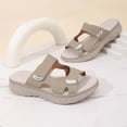 thumbnail image 5 of Wensltd Comfortable Wedge Sandals Women Summer Soft Soled Solid Color Casual Outdoor Beach Walking Comfort Slippers Beige, 5 of 7