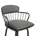 thumbnail image 5 of Willow 30" Swivel Black Wood Bar Stool in Gray Faux Leather with Black Metal, 5 of 10