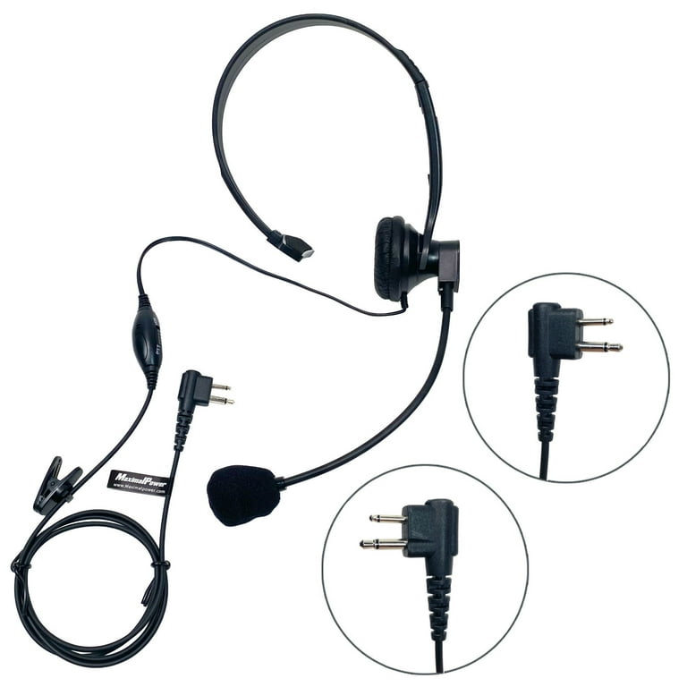 MaximalPower Overhead Headset with Boom Mic PTT VOX Microphone