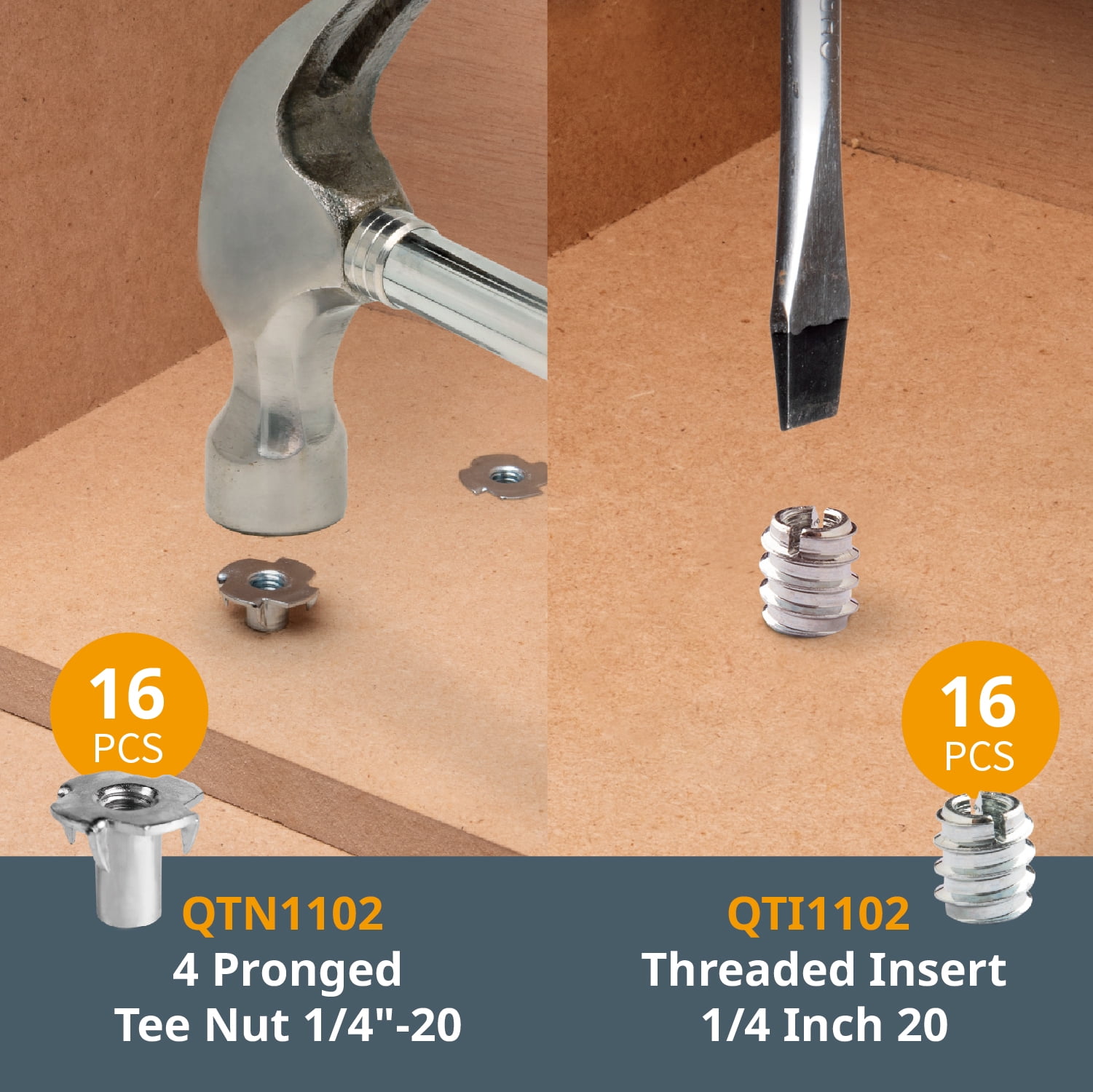 POWERTEC 128 Piece Set T Track Knob Kit w/ 5 Star Knob, 1/4-20 Threaded bolts and Washers, T Track Accessories for Woodworking Jigs and Fixtures, 71127