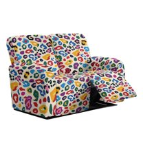 Xoenoiee Colorful Leopard Print 6 Pieces Recliner Loveseat Covers Stretch Recliner Sofa Slipcover with Elastic Bottom Jacquard Fitted Reclining Couch Cover Furniture Protector with Pockets
