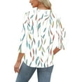 thumbnail image 4 of CYMMPU Loose Fit Round Neck 3/4 Sleeve Blouses for Women Dressy Casual Fall Fashion Shirts Spring Tunic Tops Floral Printed Lightweight Basic T-Shirts White S, 4 of 6