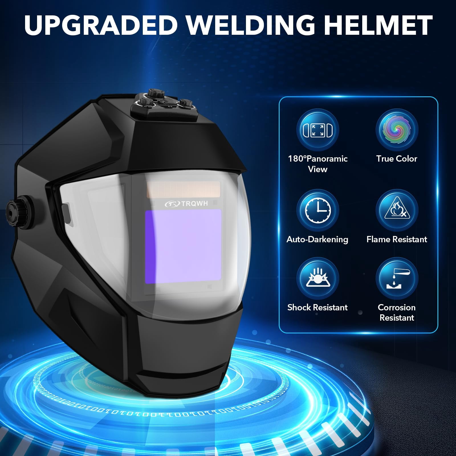 Panoramic View Welding Helmet Auto Darkening Welding Hood True Color 4 Arc Sensor Welding Mask Large Viewing 3.94" x 3.15" Wide Shade 4/5-9/9-13 Weld Helmet for TIG MIG ARC Weld