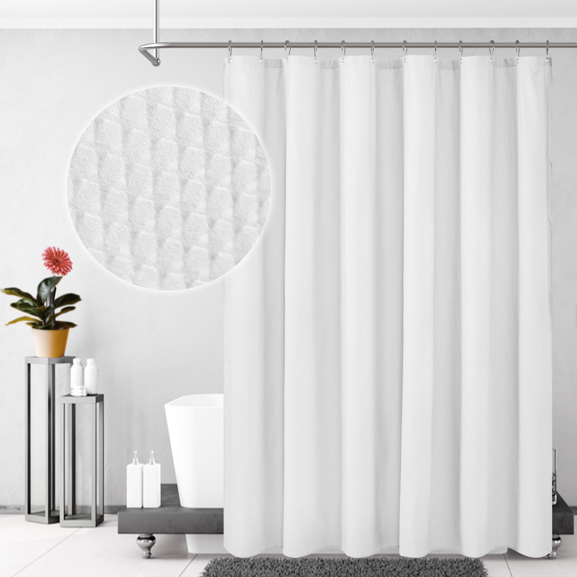 Barossa Design Embossed Soft White Shower Curtain or Liner Fabric