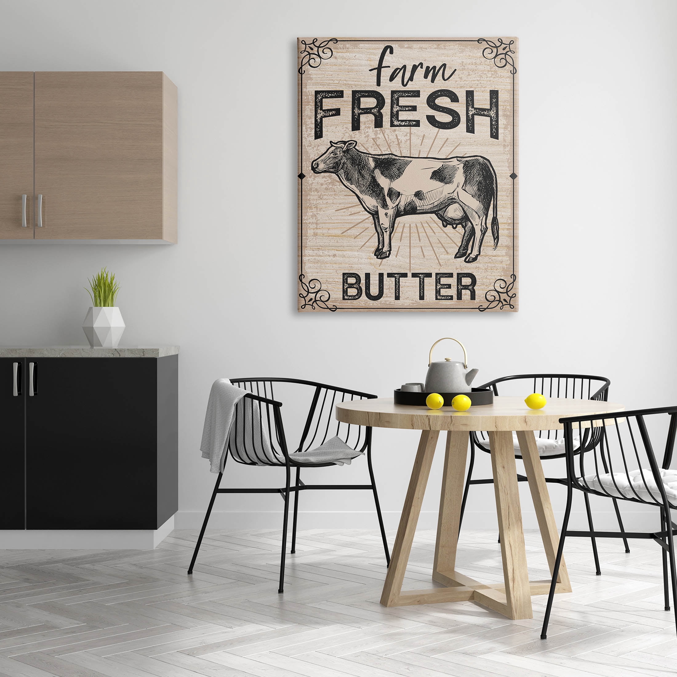 Farm Fresh Butter Vintage Sign Animals & Insects Graphic Art Gallery Wrapped Canvas Print Wall Art