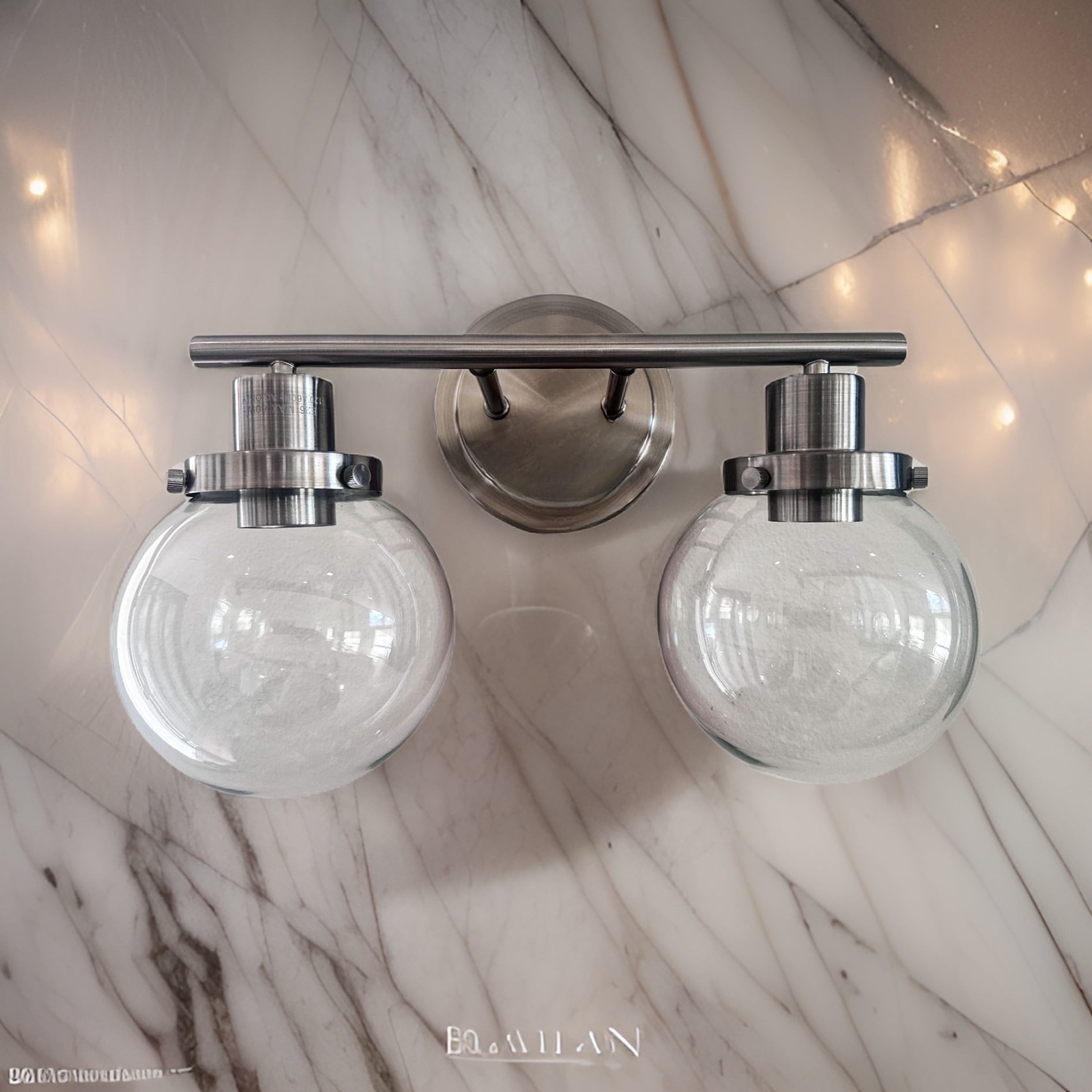 Noaman 2-Light Bathroom Vanity Light Fixtures, Black Wall Sconce with Clear Glass Shade, 13x7x7in Vintage Wall Mounted Lights for Mirror, Living Room, Bedroom, Hallway, Porch