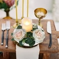 thumbnail image 6 of DefiDgd Faux Rose Candle Rings,3 Head Floral Wreaths with Leaves Mini Candlesticks for Wedding Valentine S Day Birthday Table Centerpieces and Party Decorations(Pink), 6 of 6