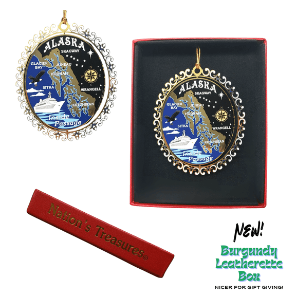 Nations Treasures Alaska Inside Passage Brass Keepsake Ornament, 1 Count