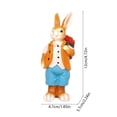 thumbnail image 3 of LWVITH 2 PCS Easter Bunny Couple Resin Figurine Set, Spring Garden Decor with Flower Basket and Raincoat, Cute Interactive Tabletop Ornament for Mantel Shelf, Holiday Home Party Decoration Gift, 3 of 9