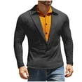thumbnail image 1 of Kalauyu Mens Long Sleeve Muscle T Shirts Casual V-Neck Fake Two Pieces Tee Shirts, 1 of 5