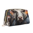 thumbnail image 2 of Rateoe Surrealist Cow for Travel Makeup Bag,Large Capacity Cosmetic Bags for Women,Waterproof Portable Pouch Open Flat Toiletry Bag Make up Organizer, 2 of 8