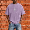 thumbnail image 5 of Christian Graphic Shirts for Men Vintage Acid Wash Oversized Tshirts Faith Cross Print Short Sleeve Casual Streetwear Summer Tops, 5 of 7
