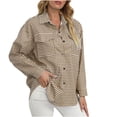 thumbnail image 2 of Pntutb Mujer Cheque Estampado Delgado Solapa Botón Bolsillo Blazer Tops Blusa Abrigo Pntutb Pntutb-7183, 2 of 7