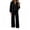 Black, variant on 2-Piece Women's Tracksuit Set, Fall Brushed Zip-up Long Sleeve Jacket & Wide Leg Pants Soft Relaxed Athletic Sweatsuit, S-XXL