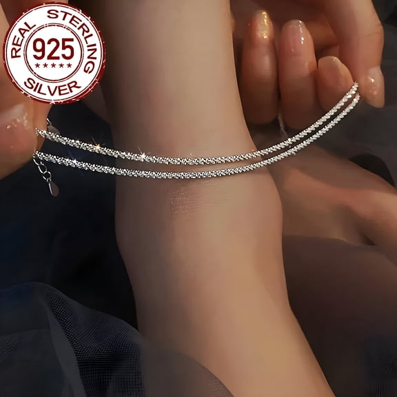 DESIGNICE Galaxy Stacked Ankle Bracelet Solid 925 Sterling Anklet Silver Foot Chain Beach