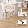 thumbnail image 3 of BISHE Counter Height Bar Stools Set of 2 – 26 Inch Modern Mid-Century Kitchen Island Stools with Backs & Sturdy Metal Legs, Beige, 3 of 6