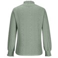 thumbnail image 6 of Womens Puff Long Sleeve Top Eyelet Embroidered Shirt Hollow Out Lace Blouses Fashion Fall Loose Mock Neck Basic Tee (Green L), 6 of 6