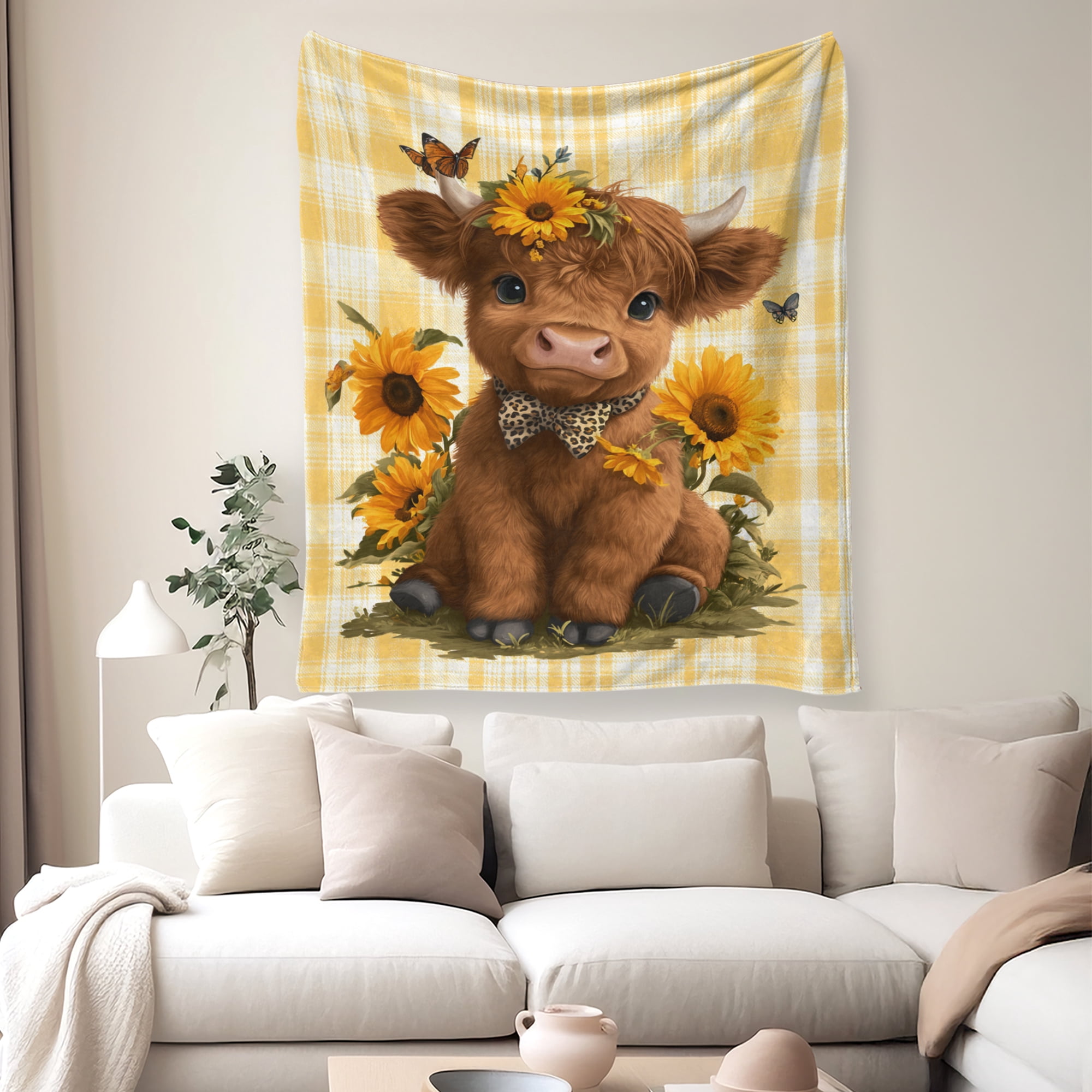 Flannel Fleece Throw Blanket, Soft Large Throw Blanket, Lightweight Cozy Plush Throw Blanket Fit Sofa Bed, 30"x40", Plateau Cattle