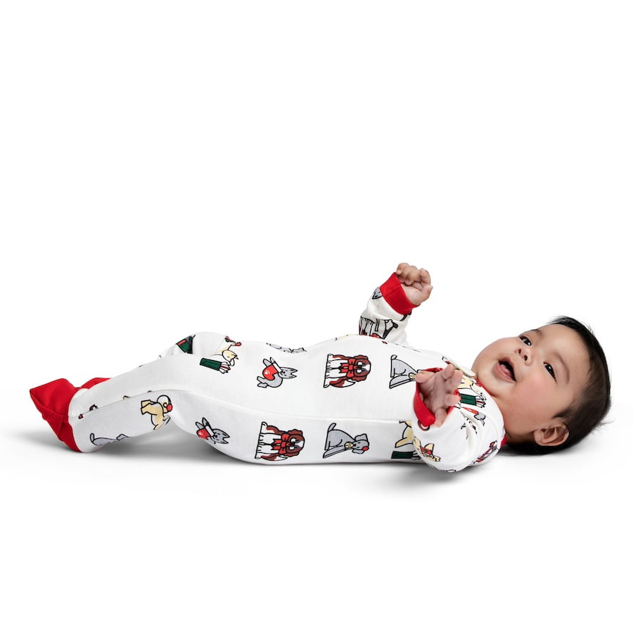 M+A by Monica + Andy Gender Neutral Baby Christmas Organic Cotton One Piece Pajamas and Bib Set, 2-Piece, Sizes 0M-24M