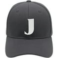 thumbnail image 2 of Daxton Structured Curve Visor Bill Baseball Hat 3D Capital Alphabet Letters, Charcoal Hat White Letter J, 2 of 3