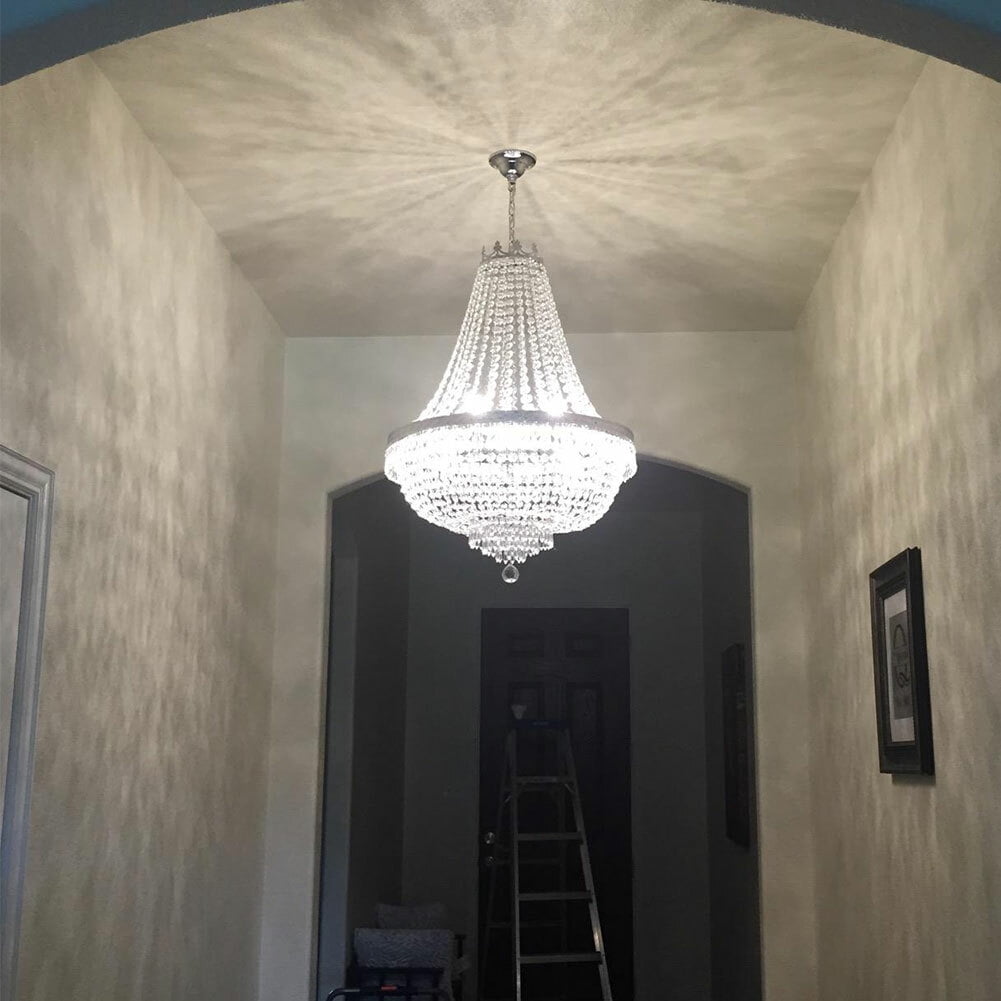 French Empire Crystal Chandelier Large Foyer Ceiling Lighting LED Lamp 9 Light For Residential And Commercial Lighting, Living Rooms