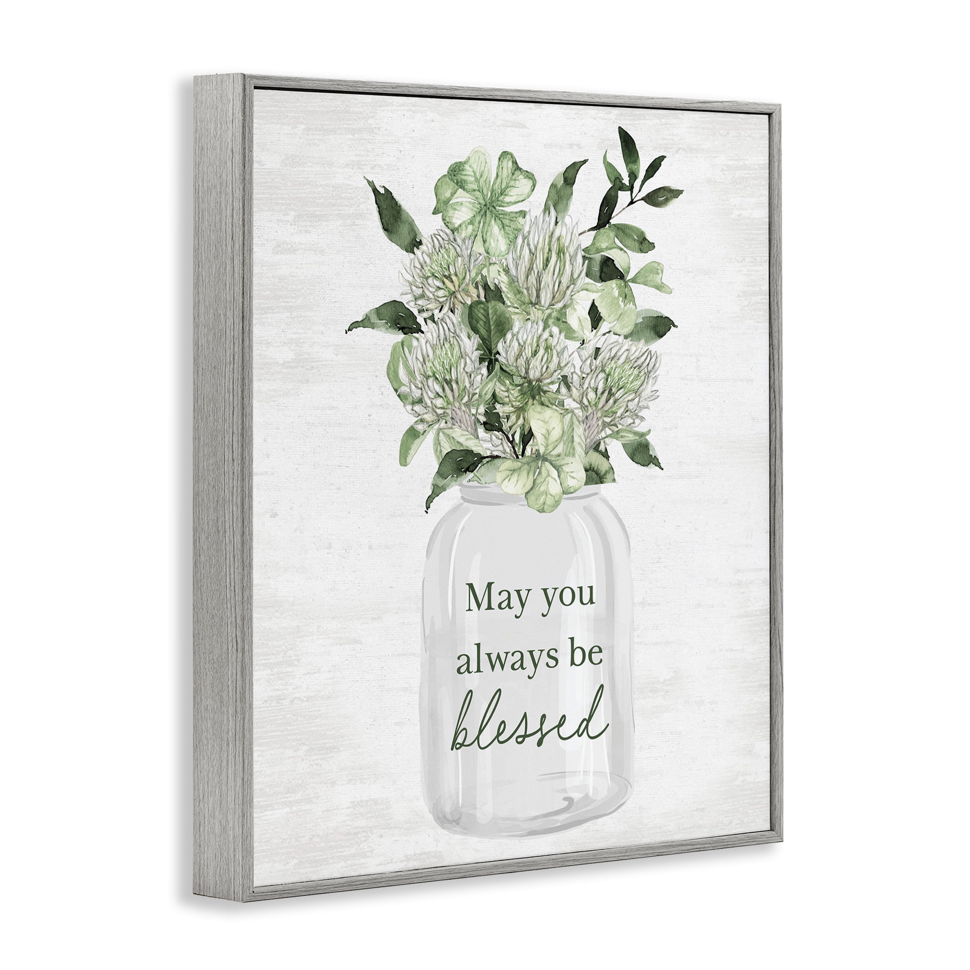 Stupell Industries Be Blessed Bouquet Botanical & Floral Painting Gray Framed Art Print Wall Art, 24 x 30