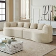 thumbnail image 4 of Spaco Curved Sectional Sofa with 6 Pillows, 106.3 inch Oversized Modern Bone-Free Cloud Sofa, Luxury Corduroy 4-Seater Memory Foam Sofa with Deep Seat for Indoor as Living Room, Bedroom, Beige, 4 of 17
