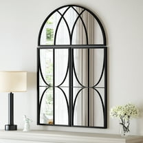 Large Window Wall Mirror Black Decorative Mirror Arched Farmhouse Pane Mirror for Living Room Bedroom Entryway Bathroom Vanity 31.50 x 47.24 Inch