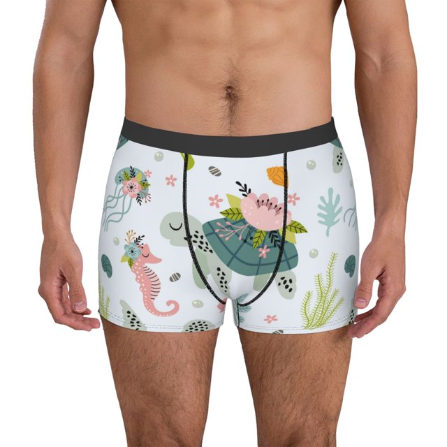 Balery Sea Animal Calzoncillos bóxer para hombre, ropa interior de algodón suave y transpirable con cinturilla de nailon-XX-Large