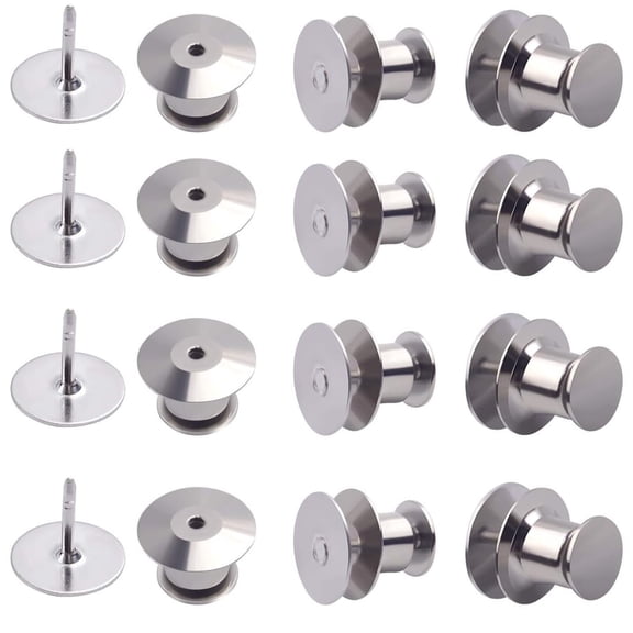 30 Pieces Silver Color，Tie Tacks Blank Pins (10 mm in Diameter) with 30 Pieces Locking Pin Backs Pin Keepers Locking Clasp - Tie Tacks and Clutch Backs Set