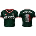 thumbnail image 3 of 2026 New Mexico Soccer Jerseys Women, Mexico National Team Supporter Shirt, Mexican Jersey Soccer Crop Top, V-Neck Short Sleeve Football Tee for Sports Casual Daily Use for Adult, 3 of 9