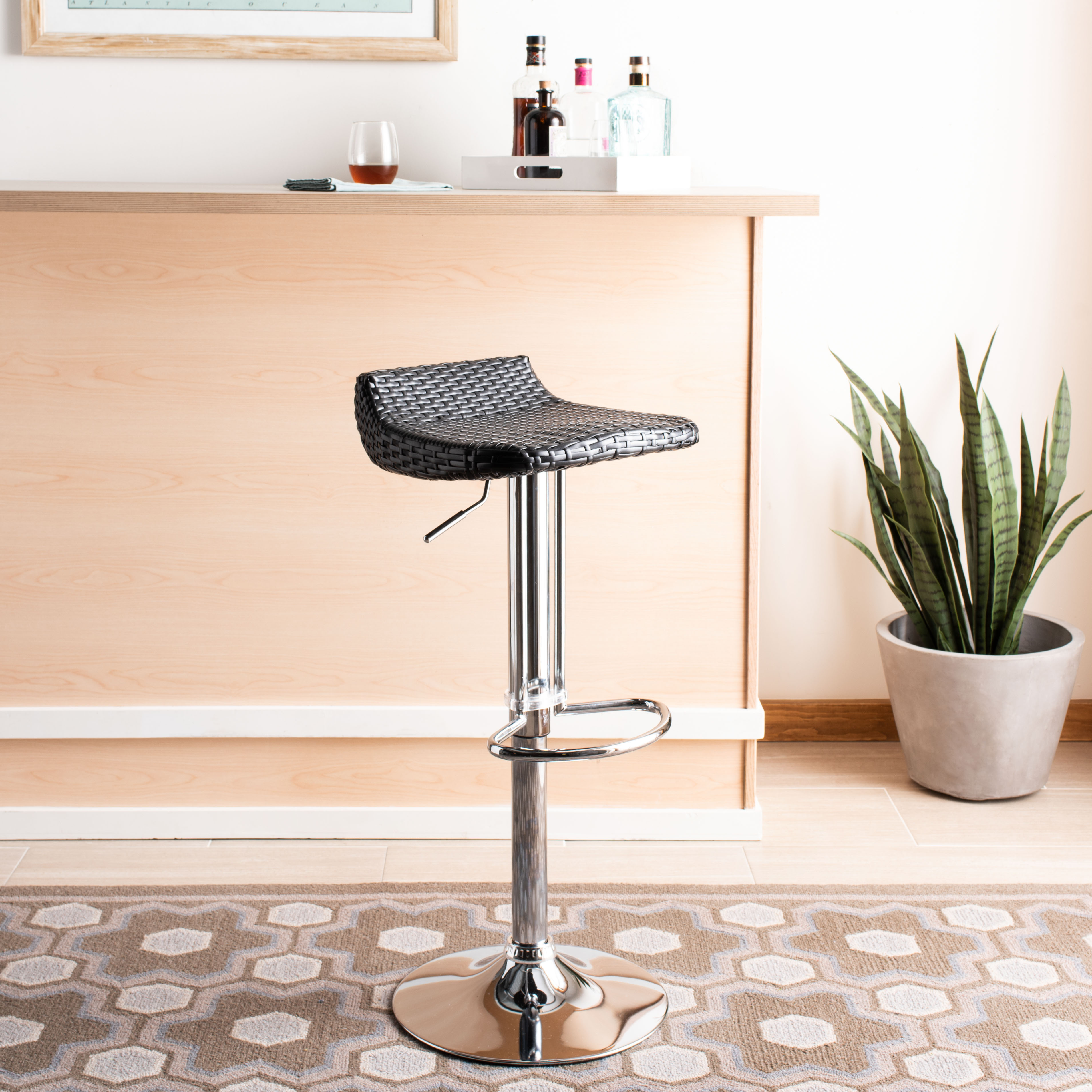 SAFAVIEH Juji Contemporary Swivel Bar Stool, Black