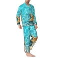thumbnail image 2 of Sikiie Starfish And Seashell On The Beach 1 Mens Pajama Set, Soft Warm Long Sleeve Sleepwear, Cozy Button-Down Pjs for Men-Medium, 2 of 7