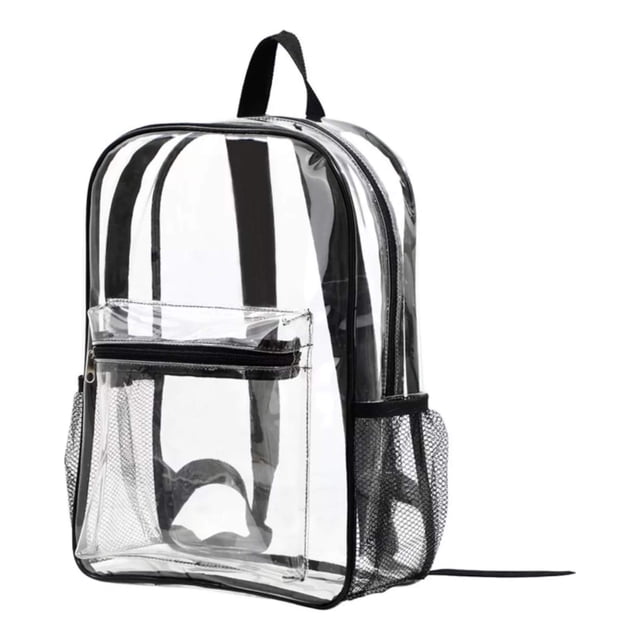 Mochila Transparente y Negro Para Hombre Mujer Niños Escolares Conciertos Multiusos Trendy Resistente Versatil