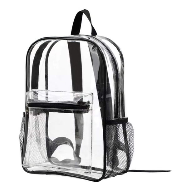 Mochila Transparente y Negro Para Hombre Mujer Niños Escolares Conciertos Multiusos Trendy Resistente Versatil