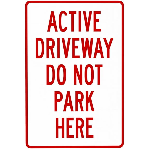Driveway Warning Sign Active Driveway Do Not Park Here - 8"x12" Retro Aluminum Tin Sign, Vintage Driveway Restriction Decor for Home Business Residential Outdoor