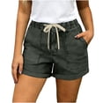 thumbnail image 2 of RYRJJ Womens Baggy High Waisted Jean Shorts Summer Wide Leg Jorts Casual Rolled Hem Drawstring Denim Shorts with Pockets(z1-Dark Gray,M), 2 of 7