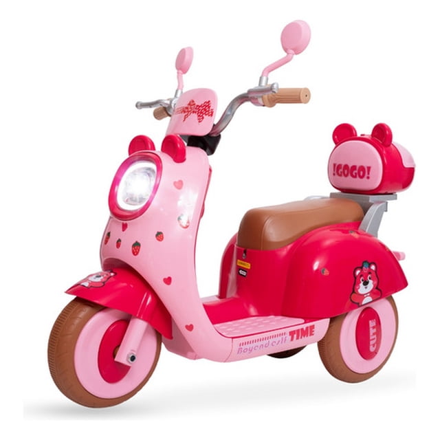 Moto Eléctrica Para Niños Aeiou 318 Tipo Vespa Tres Ruedas Rosa
