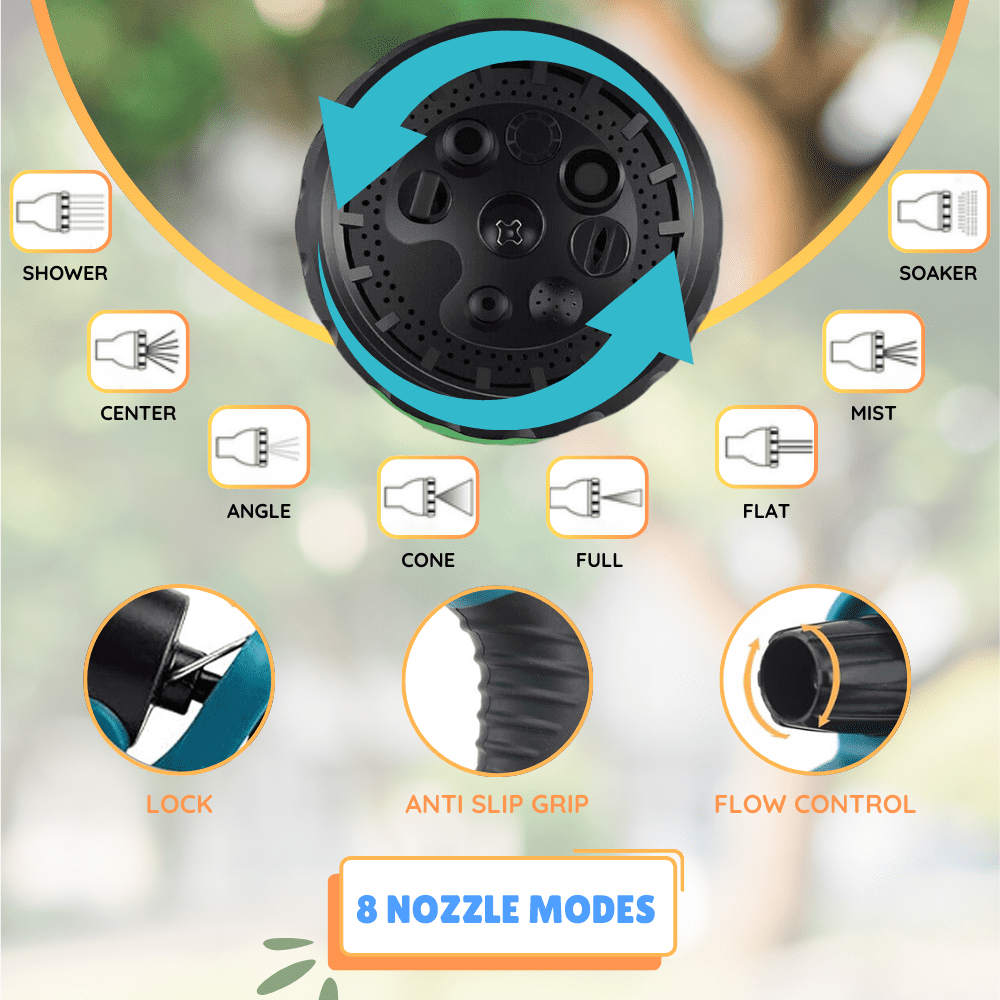 Cyclone Sound 50ft Water Hose - Upgraded Leakproof Lightweight No-Kink Garden Hose, Flexible Expanding Water Hose with Triple Layered Latex Core, Bag and Holder