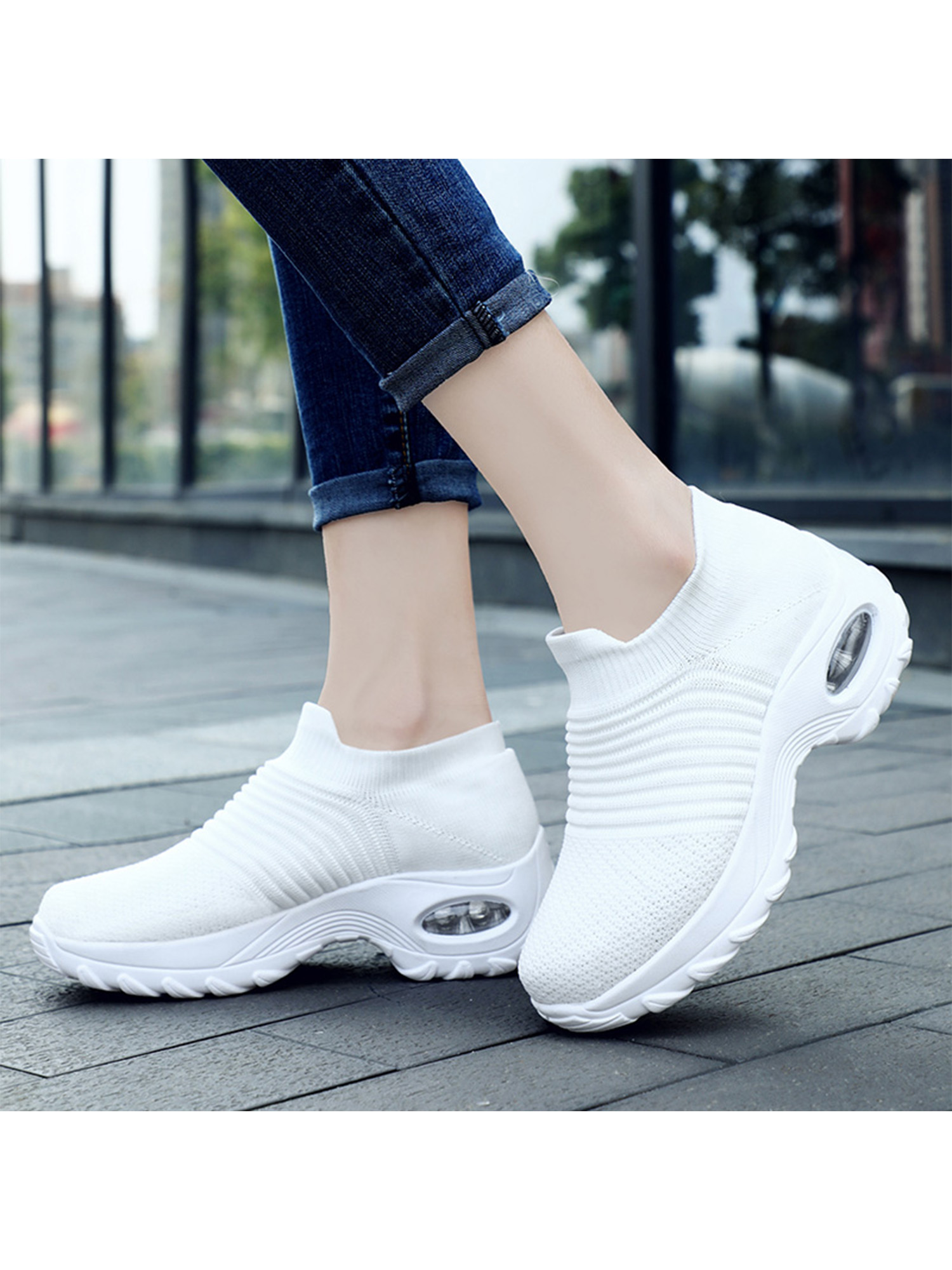 Woobling Womens Air Cushion Sneakers Trainers Running Comfy Breathable Gym Sock Shoes - image 4 of 5